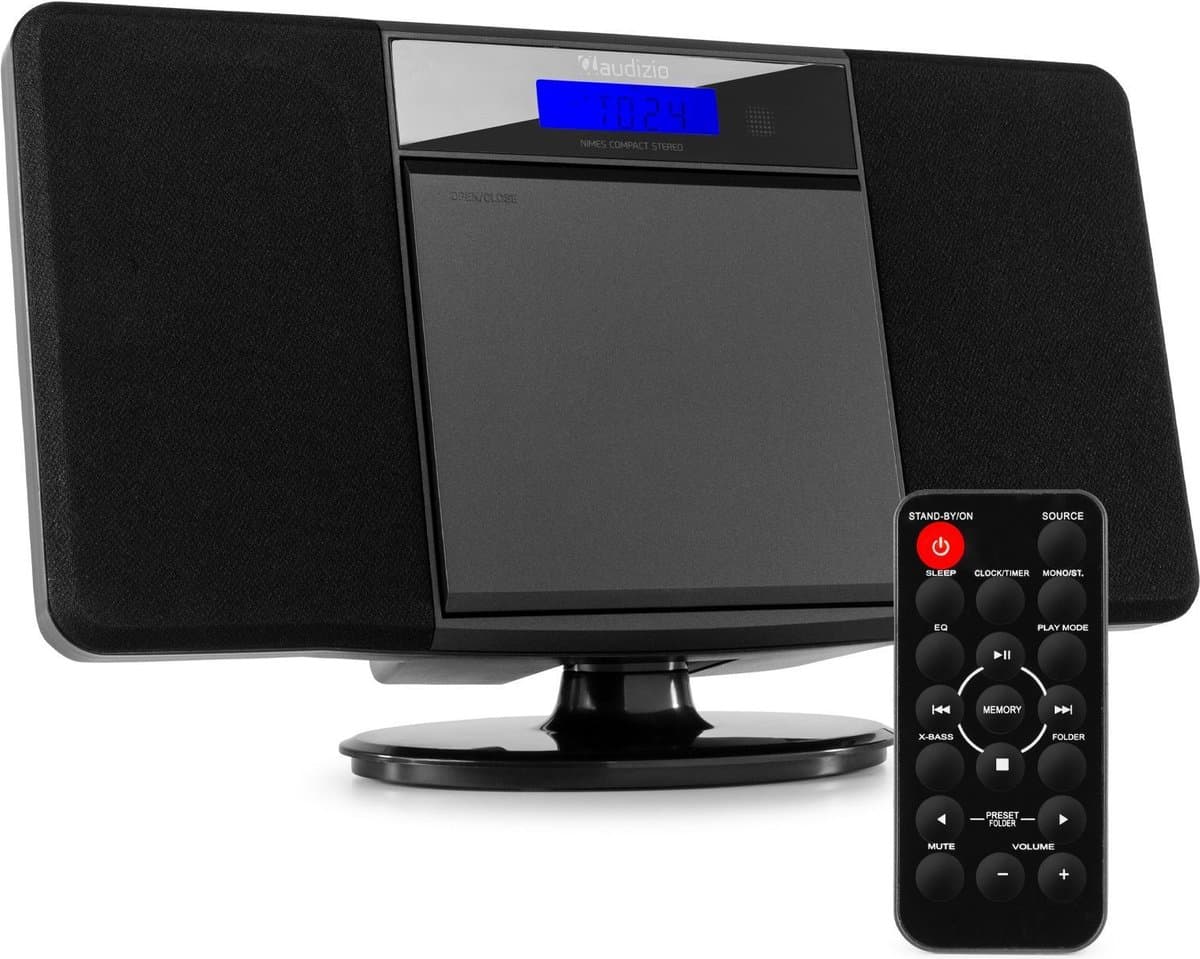 Stereo Set met CD-Speler en FM Radio - Audizio Nimes - USB - MP3 - Bluetooth - 50 W - Zwart — afbeelding 1