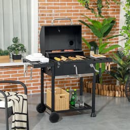 Premie Houtskool barbecue - Smoker Barbecue - Grilloppervlak 54x42cm - BBQ voor buiten, tuin - Zwart — thumbnail 2