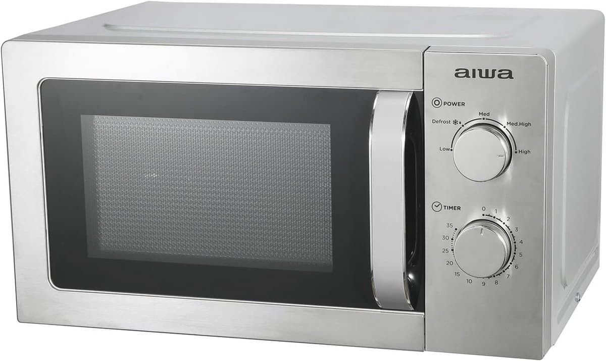 Zilverkleurige Magnetron met 20L Inhoud en Draaiknop - 700W Vermogen — afbeelding 1