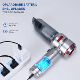 CLGP® Kruimeldief Draadloos - Auto Stofzuiger - Handstofzuiger - Zilver en Rood — thumbnail 5