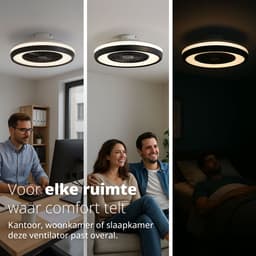 FlinQ LumiFan XL Ø60 cm Plafondventilator met Verlichting - Ventilator voor aan het Plafond - Ideaal voor op de Slaapkamer - Bestuurbaar met Afstandsbediening — thumbnail 4