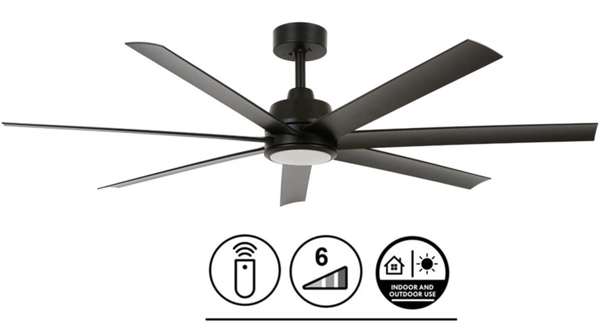 Plafondventilator Airfusion Atlanta Zwart 12W Led Ø 142cm Incl. Afstandsbediening — afbeelding 1