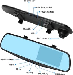 Dash Cam Spiegelcamera 1080P Full HD Voor en Achter met Dual Lens en Bewegingsdetectie — thumbnail 3