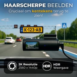 Dashcam Pro WiFi - 2K - Dashcam voor Auto - 1.5" Display - Nachtzicht & Botsingdetectie - Looprecording - Incl. 64GB SD-kaart — thumbnail 3