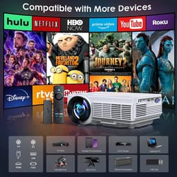 Yowhick - Beamer - Projector Beamer - Mini Meamer - 1080P - Automatische focus - met WiFi - 5G+2.4G Wireless Connection - Wit — thumbnail 2