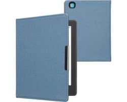 kwmobile e-reader hoesje geschikt voor Kobo Aura H2O Edition 2 hoes - E reader flip case met magneetsluiting - Ereader cover - Denim design in blauw
