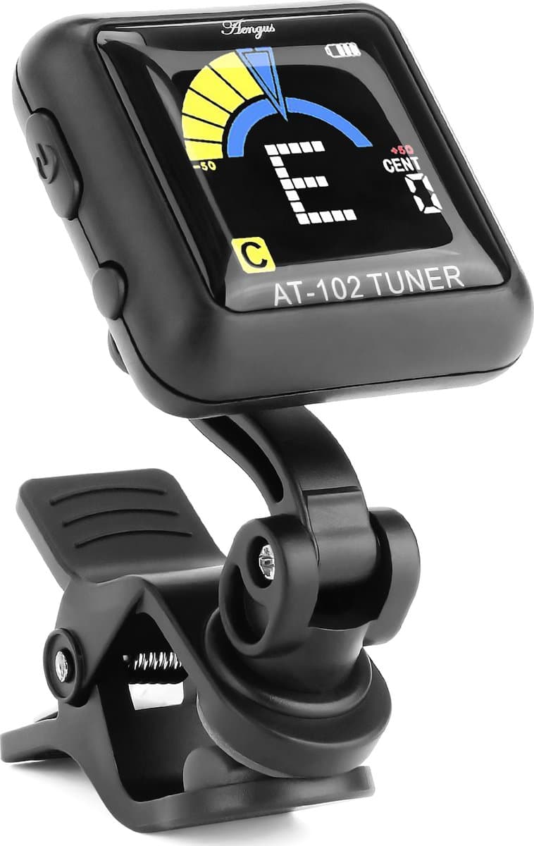 Áengus AT-102 Stemapparaat voor Gitaar, Basgitaar, Ukelele, Viool en Chromatisch stemmen - Clip-on tuner - USB oplaadbaar — afbeelding 1