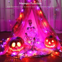 Halloween lichtketting 10m met 100 LED's - Oranje en Paars - Perfect voor Binnen en Buiten - Waterdicht met 8 Verlichtingsmodi — thumbnail 3