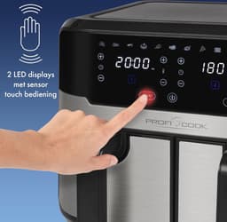 Hete Lucht Friteuse 9 Liter met Dubbele Kamer - XXL Frituurpan met Touchscreen en 9 Programma's — thumbnail 7