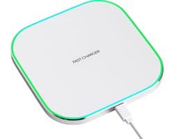 Strex Draadloze Oplader 15W - Inclusief Kabel - QI Snellader - Wireless Charger - Fast Charger - LED Indicatie - Wit