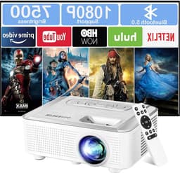 Ondersteuning 1080p Full HD 7500 lumen Mini-beamer draagbaar voor thuisbioscoop Bluetooth-compatibel met smartphone/laptop/firestick Beamer — thumbnail 1