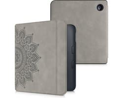 kwmobile e-reader hoesje geschikt voor Kobo Libra 2 hoes - Ereader flip case met standaard - Kunstleren e reader cover - Opkomende Zon design in grijs