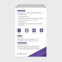 Externe Harde Schijf - Draagbare Opslag - Bestanden Opslaan - Supersnelle Type-C - 320GB Capaciteit - Zwart — thumbnail 2