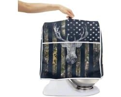 Mixerhoes met Opbergvak - Keukenmachinehoes Stofhoes - Keuken Organisatie - Gewatteerde Polyester Stof - L - Amerikaanse Vlag Hertenprint