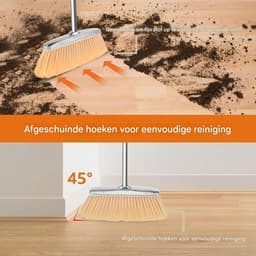 Stoffer en Blik Set - Vegen Set - Efficiënt Schoonmaken - Roestvrij Staal - Brede Bezemkop - Grijs — thumbnail 5