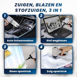 Draadloze Auto Stofzuiger - Handstofzuiger Nat Droog - Auto Interieur Reinigen - Met Blaasfunctie - 0.4 Liter - Grijs — thumbnail 5