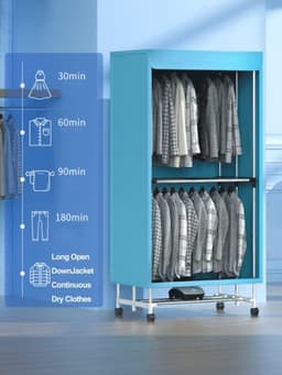 Elektrische Kledingdroger - Kledingkast Droger - Snel Kleding Drogen - Energiezuinig 1200W - 430L Capaciteit - Wit — thumbnail 5