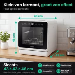Ventux Mini Vaatwasser met Waterreservoir - 4-6 Couverts - 8 Programma's - Vrijstaande Vaatwasser - Mini Afwasmachine met UV-sterilisatie - Camping - Wit — thumbnail 3