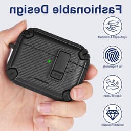 Schokbestendige Hoes voor AirPods Pro 3 met Telefoonstandaard en Magnetische Achterkant, Zwart, Veilig en Duurzaam — thumbnail 2