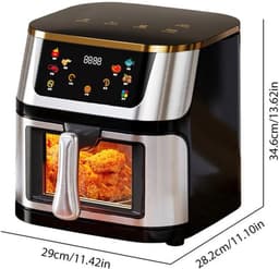 Heteluchtfriteuse – Airfryer - Airfryer Oven - 8L - 1400W - Airfryer Zonder Olie - LED Touchscreen - Kijkvenster - RVS - Hoge Temperatuur - Zwart — thumbnail 7