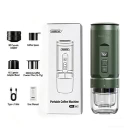 Draagbare Elektrische Espressomachine - Draagbaar Koffiezetapparaat - 7500 mAh batterij - 20 bar druk - Voor Onderweg, Reizen en Camping- 100 ml - - Espresso - Nespresso - Dolce Gusto - Capsule Koffie - Gemalen Koffie - groen — thumbnail 1