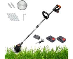 Accu Grasmaaier - Elektrische Trimmer - Tuin Onderhouden - Inclusief Batterij - 95-125 cm Verstelbaar - Zwart