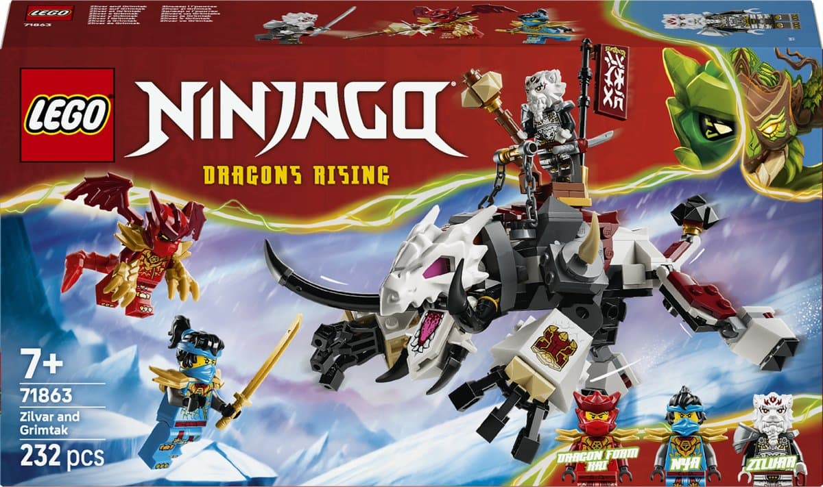 LEGO NINJAGO Zilvar en Grimtak het Drakenbeest Speelgoed Draak voor Kinderen 71863 — afbeelding 1