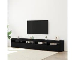 Tv-kasten Set - Dressoir Kast - Woonkamer Inrichten - Met Ledverlichting - 240 x 35 x 40 cm - Zwart Eiken