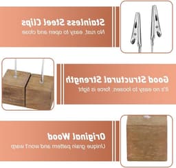 8-delige Memo Clip Houder met Houten Basis, Fotohouders met Klemmen, Ideaal voor Foto's en Notities — thumbnail 5