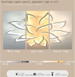 Plafondlamp Bloem - Moderne Lamp - Binnen Verlichting - Afstandsbediening Dimbaar - 85 cm - Wit — thumbnail 5