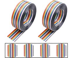 Kleurrijke 2 Rollen Ribbon Kabel, 1.27mm Spacer Kabel, 20 Pin Flat Rainbow IDC Kabel voor 2.54mm Connectoren, Ideaal voor Elektronische Projecten en DIY Toepassingen (3m/rol)
