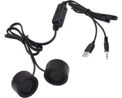 USB Mini Computer Luidsprekers - USB gevoed - 3,5mm TRS Stereo Aansluiting - Met Volumeregeling - 1,2M Kabel - Voor Desktop - Laptop - MP3 en Telefoon