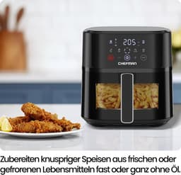 Digitale Heteluchtfriteuse - Compacte Airfryer - Snel Gezond Koken - Kijkvenster en Hi-Fry - 57 Liter Capaciteit - Zwart — thumbnail 3