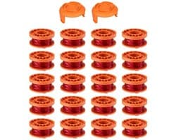 GELLDG 20 Stuks Rasentrimmerspulen - Vervangspolen voor Grasmaaier - Gemakkelijk Te Installeren met Efficiëntere Snijprestaties - Geschikt voor Worx Accu Rasentrimmer - Duurzaam Plastic Materiaal - 57x32mm