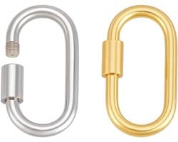 Set van 2 925 Sterling Zilveren Schroefsluitingen, 15 x 8,5 mm Kettingsluitingen voor Sleutelhangers en Sieraden, Handwerk en Creatieve Projecten