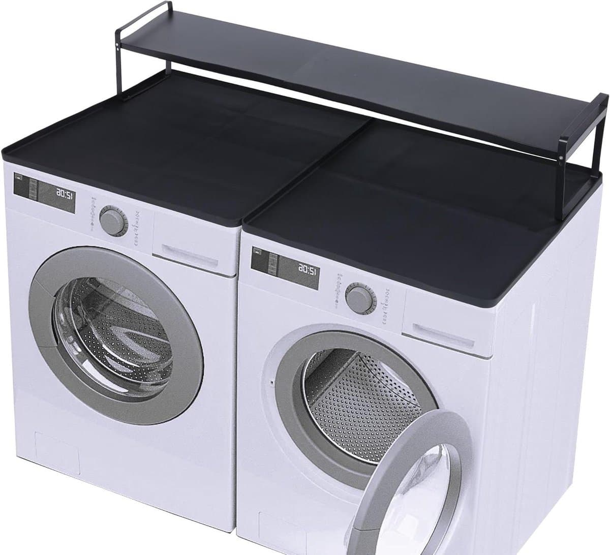 Wasmachine Droger Kit - Wasrek Verbinding - Ruimte Optimalisatie - Antislip Plank - 70 cm - Grijs — afbeelding 1