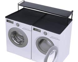 Wasmachine Droger Kit - Wasrek Verbinding - Ruimte Optimalisatie - Antislip Plank - 70 cm - Grijs