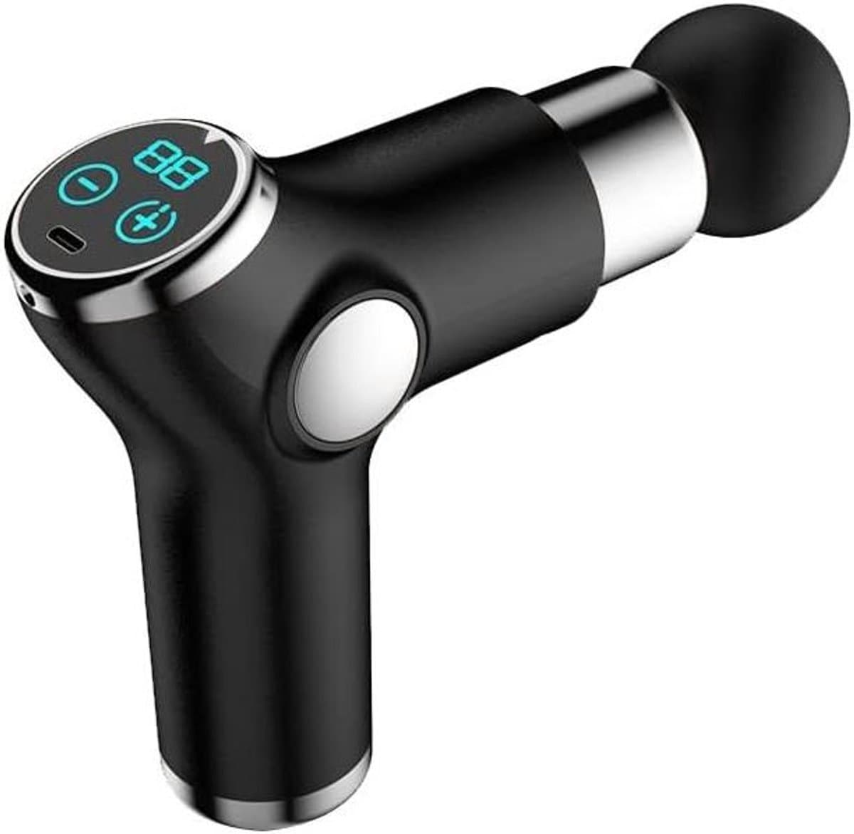 Spier Massager - Fascia Gun - Spierherstel Bevorderen - LCD Touchscreen - 4 Opzetstukken - Zwart — afbeelding 1