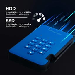 Externe SSD - Draagbare Opslag - Veilig Data Opslaan - Hardware Encryptie - 128GB - Blauw — thumbnail 2