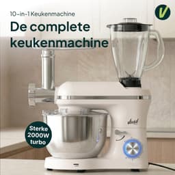 Keukenmachine Multifunctioneel - Keukenrobot Alles in één - Maaltijden Bereiden - Vervangt 5 apparaten - 6.2L Mengkom - Creme — thumbnail 4