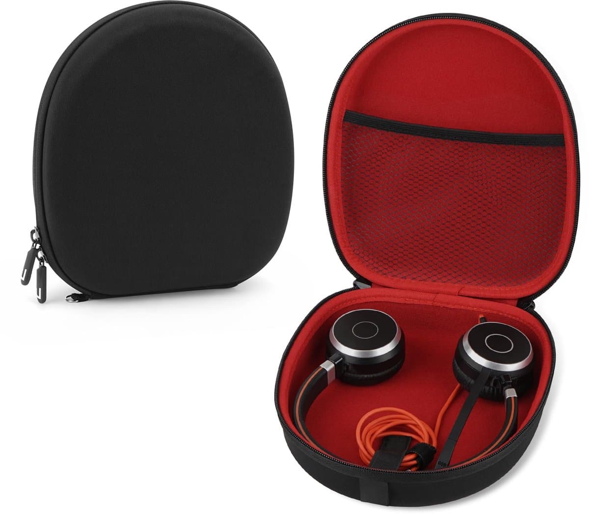 ONF3 - Draagtas voor hoofdtelefoon - Beschermende harde case - Zwart - Compatibel met Jabra en Plantronics - Oplader opslag - Ideaal voor onderweg — afbeelding 1
