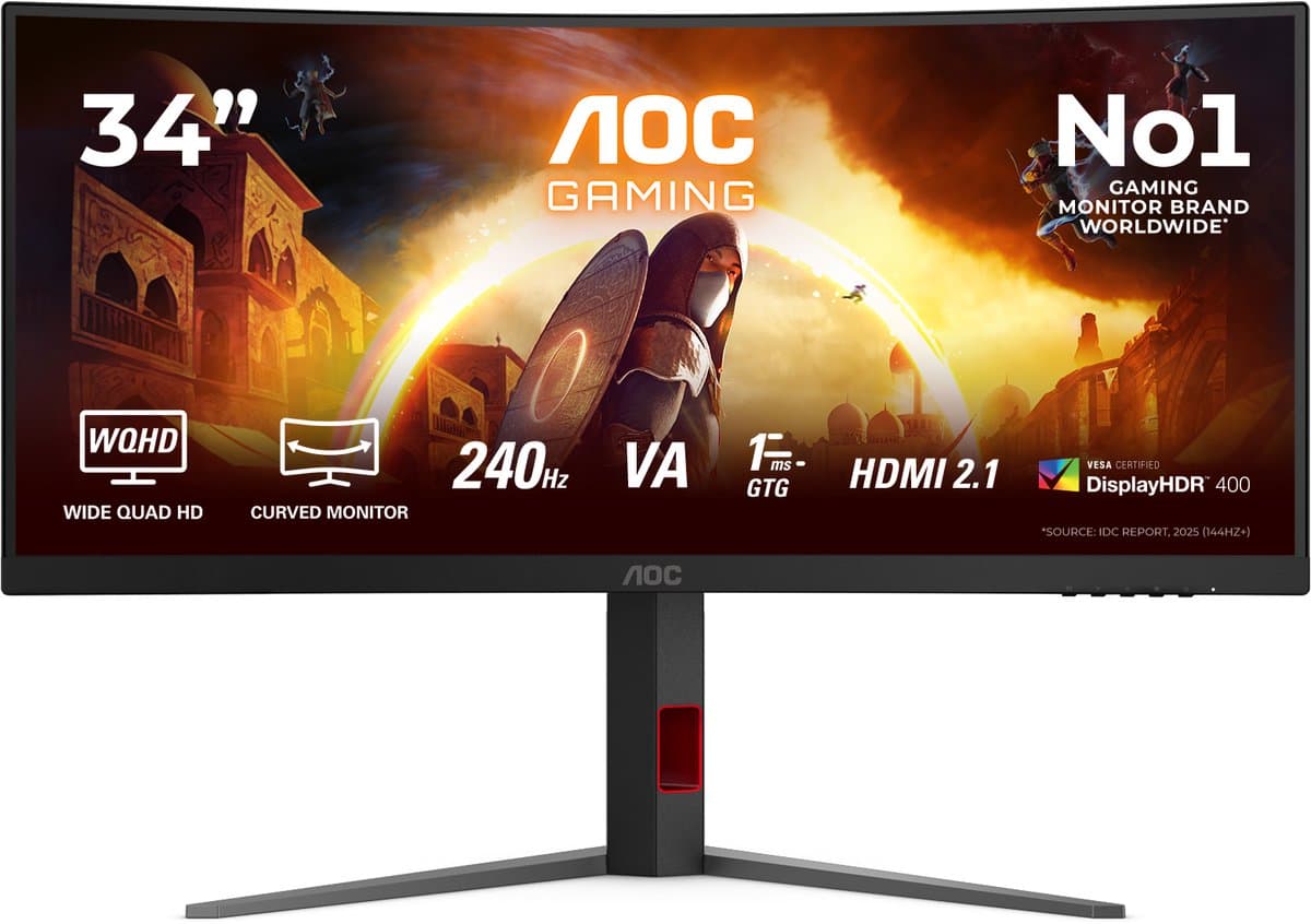 AOC G4 CU34G4Z - Ultrawide QHD Gaming Monitor - 34 inch - 240hz — afbeelding 1