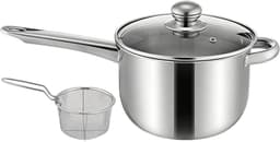 Friteuse met Kookplaat - Compacte Frituurset - Huishoudelijk Koken - Gelijkmatige Warmteverdeling - 15x20x15 cm - Zilver — thumbnail 1