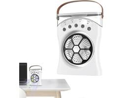Aircooler - Ventilator - Bureauventilator – Oplaadbare tafelventilator met vernevelingsfunctie, 180 graden oscillatie en koelstanden voor warm weer, de slaapkamer of de studeerkamer - luchtkoeler（wit）