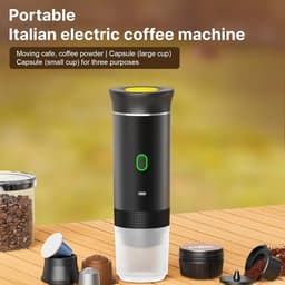 Koffiezetapparaat - 1 stuk - Draadloos draagbaar koffiezetapparaat - 3-in-1 multifunctioneel koffiezetapparaat - 0,5 L - 3-5 kopjes - Elektrisch koffiezetapparaat - Geschikt voor kleine capsules, grote capsules en koffiepoeder -Zwart — thumbnail 3