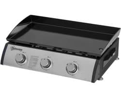 Gasbarbecue - Tafelmodel Gasbarbecue en Gasgrill - 3 Branders - 7,5 kW - met Slang, Drukregelaar, Vetopvangbak, Antiaanbaklaag, RVS Grillplaat - 63 x 48 x 21 cm - Zilver