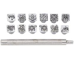 Set van 12 Metalen Stempels van Zinklegering voor Snijden en Printen op Metaal, Hout, Plastic en Leer met Diverse Patronen