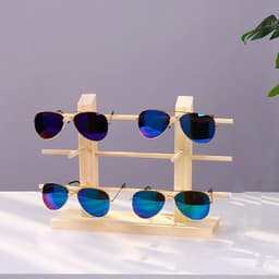 Houten Zonnebrilstandaard en Brillenhouder Organizer voor Thuis en Optiekwinkel - Geschikt voor 6 Paar Brillen, Duurzaam en Stijlvol Design — thumbnail 3