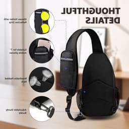 Multifunctionele Sling Backpack voor Hiken, Reizen en Klimmen, Compacte Schoudertas met Opening voor Koptelefoon, Ideaal voor Mannen — thumbnail 4