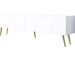 Tv-meubel - Tv-kast Media Console - Opbergen Entertainment - Push-to-Open Deuren - 170 cm breed - Mat wit